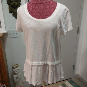 New Style & Co. Bright White Scoop Neck With Flared Waist Tee Woman's Size M